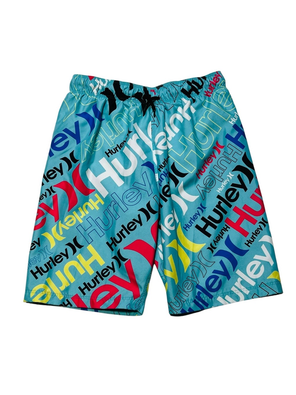 Hurley Boys‎ Teal Swim Trunks with Multicolor Logo Print
